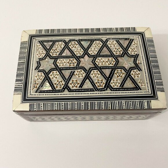 Vintage Wooden Jewelry Box Micro Mosaic Unmarked - Picture 2 of 16